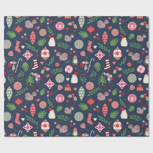 Weihnachts-Icons-Wrap-Papier  Geschenkpapier (Flach)