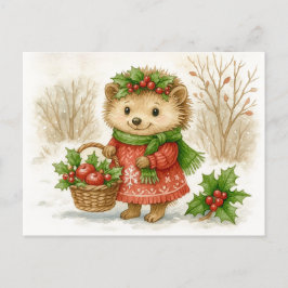 Weihnachts-Igel-Aquarell-Postkarte Feiertagspostkarte