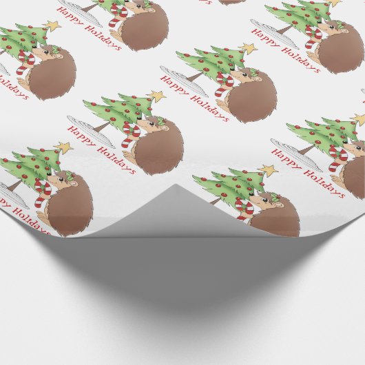 Weihnachts-Igel Geschenkpapier (Ecke)