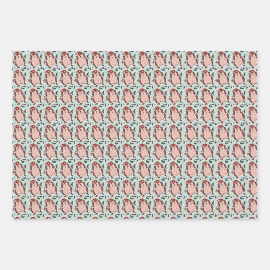 Weihnachts-Igel Geschenkpapier Set (Vorderseite)