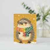 Weihnachts-Igel-Grußkarte Postkarte (Stehend Vorderseite)