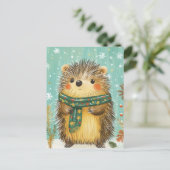 Weihnachts-Igel-Grußkarte Postkarte (Stehend Vorderseite)