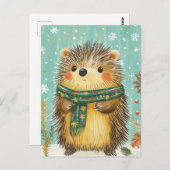 Weihnachts-Igel-Grußkarte Postkarte (Vorne/Hinten)