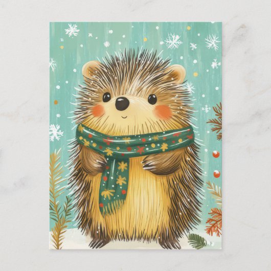 Weihnachts-Igel-Grußkarte Postkarte (Vorderseite)