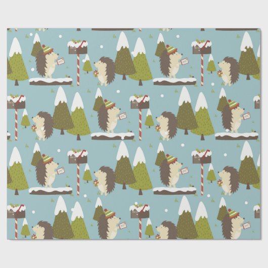 Weihnachts-Igel Kinder Geschenkpapier (Flach)