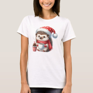 Weihnachts-Igel mit heißer Schokolade T-Shirt