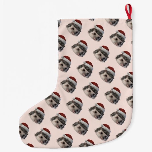 Weihnachts-Igel oder Opossum mit Santa Costum Großer Weihnachtsstrumpf (Rückseite)