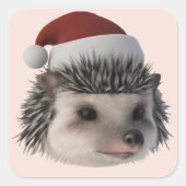 Weihnachts-Igel oder Opossum mit Santa Costum Quadratischer Aufkleber (Vorderseite)