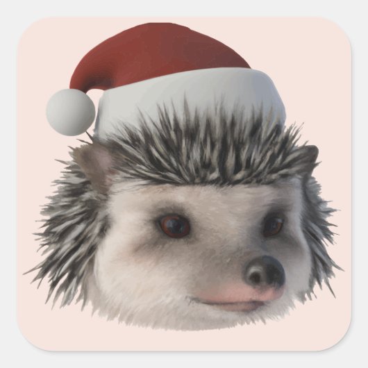 Weihnachts-Igel oder Opossum mit Santa Costum Quadratischer Aufkleber (Vorderseite)