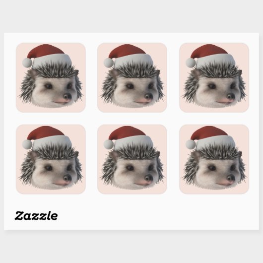 Weihnachts-Igel oder Opossum mit Santa Costum Quadratischer Aufkleber (Blatt)