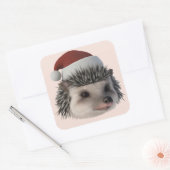 Weihnachts-Igel oder Opossum mit Santa Costum Quadratischer Aufkleber (Umschlag)