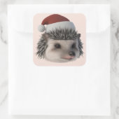 Weihnachts-Igel oder Opossum mit Santa Costum Quadratischer Aufkleber (Tasche)