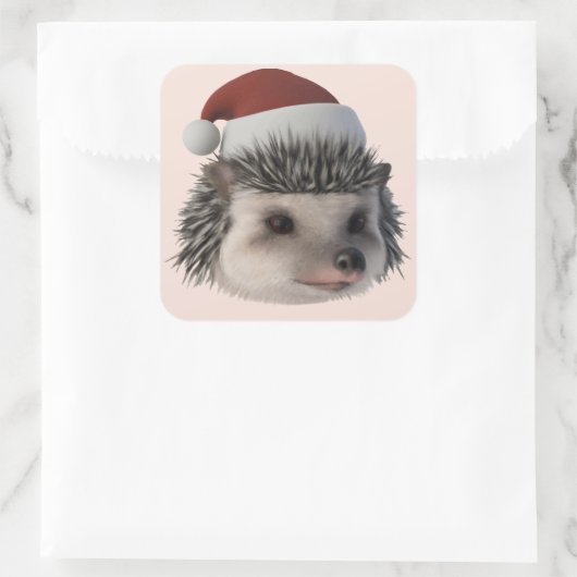 Weihnachts-Igel oder Opossum mit Santa Costum Quadratischer Aufkleber (Tasche)