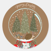 Weihnachts-Igel Snow Globe Sticker (Vorderseite)