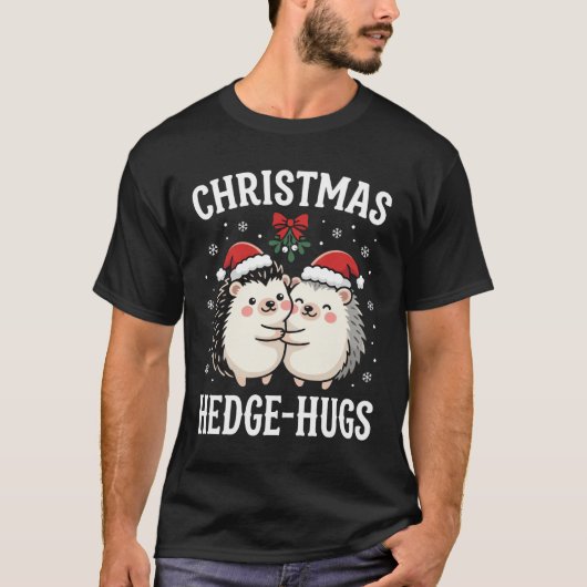 Weihnachts-Igel-Umarmer Süßer Igel Feiertag T-Shirt (Vorderseite)