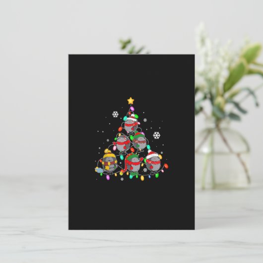 Weihnachts-Igel Weihnachtsbaum Lichter Funny Pajam Einladung (Stehend Vorderseite)