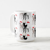 Weihnachts-Iggi-Greyhounds oder Whippets Kaffeetasse (Vorderseite Links)