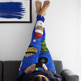 Weihnachts-Ikonen Spaß Festivals farbenfrohe blaue Leggings