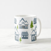 Weihnachts-Illustration beherbergt Bäume grau mit Kaffeetasse (VorderseiteRechts)