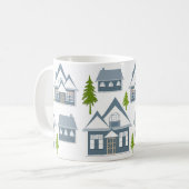 Weihnachts-Illustration beherbergt Bäume grau mit Kaffeetasse (Vorderseite Links)