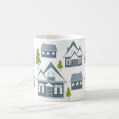 Weihnachts-Illustration beherbergt Bäume grau mit Kaffeetasse (Mittel)
