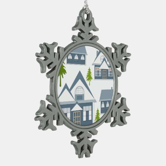 Weihnachts-Illustration beherbergt Bäume grau mit Schneeflocken Zinn-Ornament (Links)