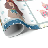 Weihnachts-Illustration - Matte Wrapping Paper Geschenkpapier (Rolleneckpunkt)
