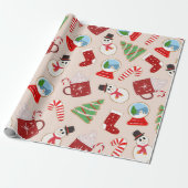 Weihnachts-Illustrationsmuster Geschenkpapier (Ungerollt)