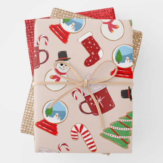Weihnachts-Illustrationsmuster Geschenkpapier Set (Beispiel)