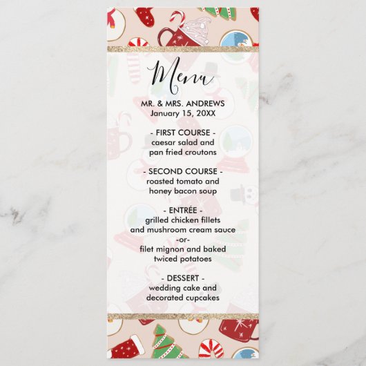 Weihnachts-Illustrationsmuster Menükarte (Vorderseite)