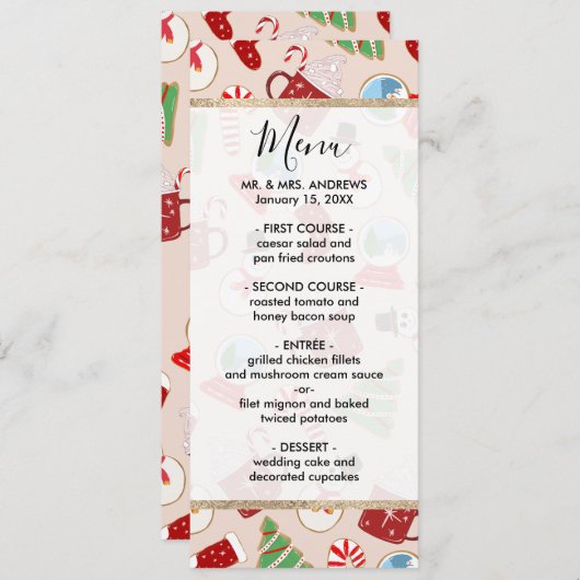 Weihnachts-Illustrationsmuster Menükarte (Vorne/Hinten)