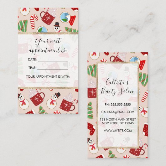 Weihnachts-Illustrationsmuster Terminkarte (Vorne/Hinten)