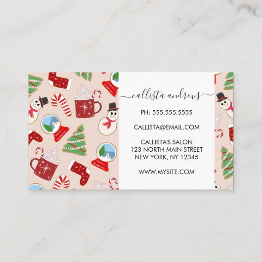 Weihnachts-Illustrationsmuster Visitenkarte (Rückseite)