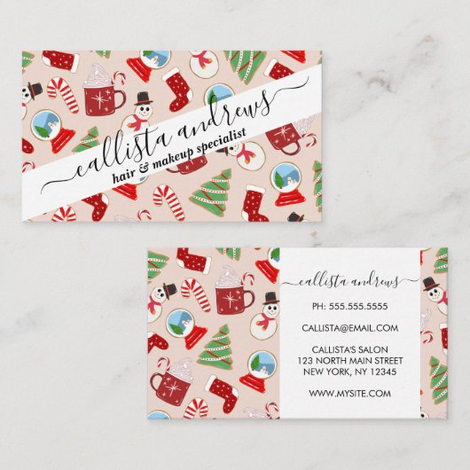 Weihnachts-Illustrationsmuster Visitenkarte (Vorne/Hinten)