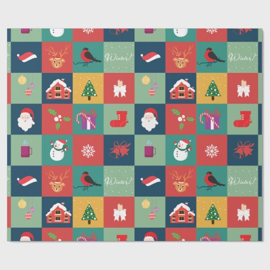 Weihnachts-Illustrationsschrift Geschenkpapier (Flach)