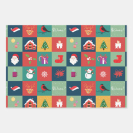 Weihnachts-Illustrationsschrift Geschenkpapier Set
