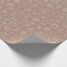 Weihnachts illustriert Brown Wrapping Paper