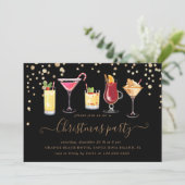 Weihnachts-Imitate Gold Glitzer Cocktail Party Einladung (Stehend Vorderseite)