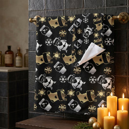 Weihnachts-Imitate Gold und Silber Muster Badhandtuch Set
