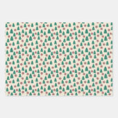 Weihnachts-Imitate Patchwork Bäume und Poinsettias Geschenkpapier Set (Vorderseite 2)