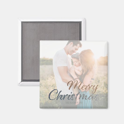 Weihnachts-Imitate Silver & Gold Custom Foto Magnet (Vorderseite/Rückseite)