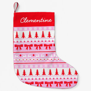 Weihnachts-Imitate Strick Sweater mit Name Rosa &  Kleiner Weihnachtsstrumpf