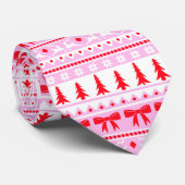 Weihnachts-Imitate Sweater Strick Muster in Rosa u Krawatte (Gerollt)