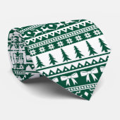 Weihnachts-Imitate Sweater Strick Pattern Grün & W Krawatte (Gerollt)