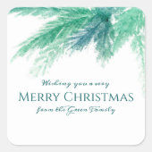 Weihnachts-immergrünes Pinienwald Quadratischer Aufkleber (Vorderseite)