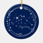 Weihnachts-Individuelle Name Aquarius Zodiac Blue Keramik Ornament (Vorne)