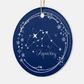 Weihnachts-Individuelle Name Aquarius Zodiac Blue Keramik Ornament (Links)