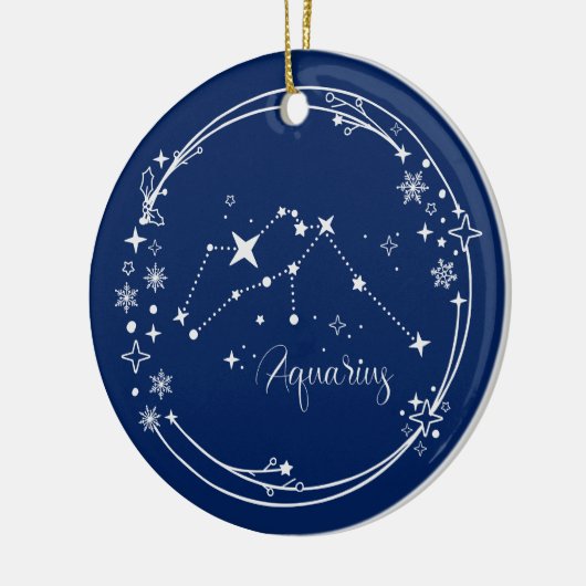Weihnachts-Individuelle Name Aquarius Zodiac Blue Keramik Ornament (Links)