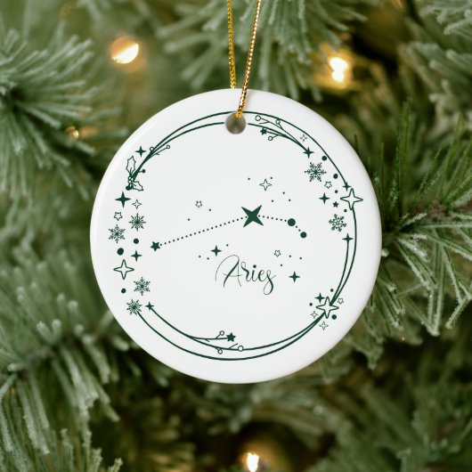 Weihnachts-Individuelle Name Aries Zodiac Sign Gre Keramik Ornament (Baum)