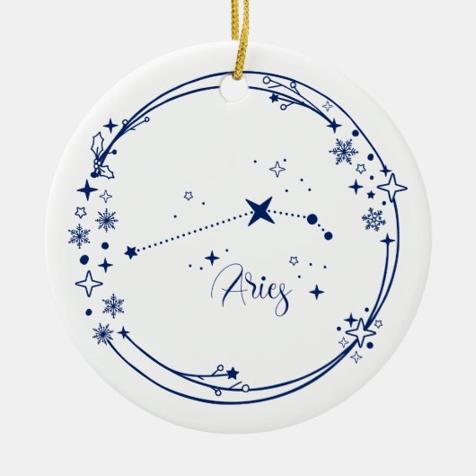 Weihnachts-Individuelle Name Aries Zodiac Sign Sta Keramik Ornament (Vorne)